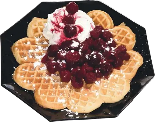 Kirsch-Waffel mit heißen Sauerkirschen